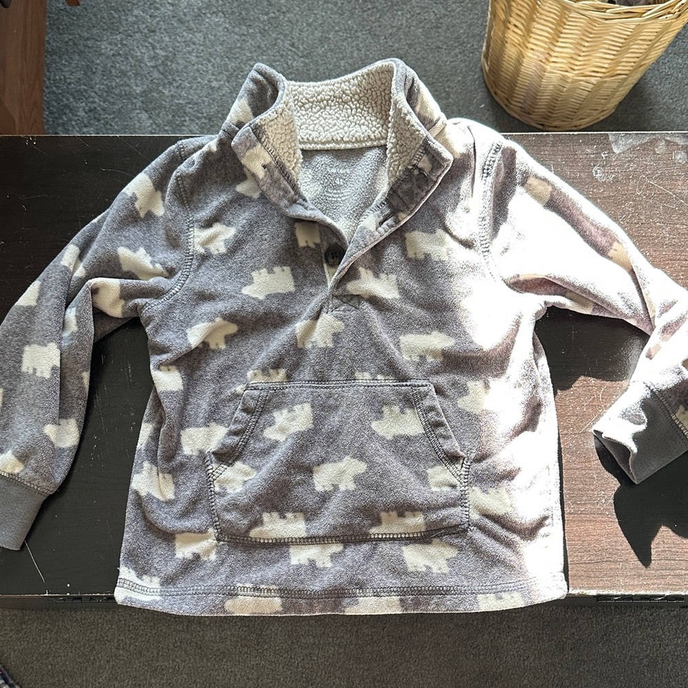 Carter's Gray and Cream Fleece Pullover